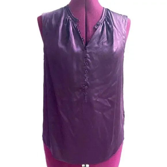 Rebecca Taylor Cassis Silk Charmeuse Top NWT  Jewel Tone Fall Dinner City Blouse - Picture 4 of 16